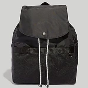 NWT Madewell THE MWL (RE)SOURCED RIPSTOP NYLON BACKPACK Black drawstring & flap